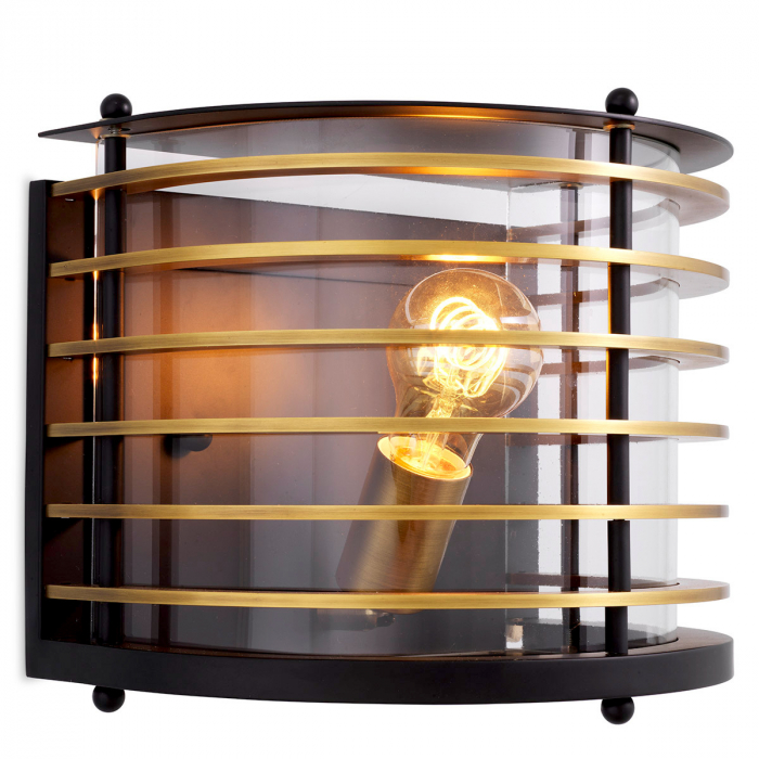   Lampa de perete exterioară Logan finisaj negru sticlă clară 116165 EICHHOLTZ [1]