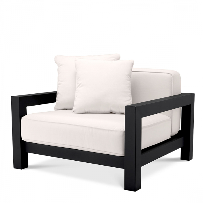   Scaun de exterior Cap-Antibes din pânză sunbrella neagră 115005 EICHHOLTZ [1]