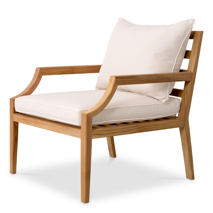   Scaun de exterior Hera din tec natural flores alb murdar 117349 EICHHOLTZ [4]