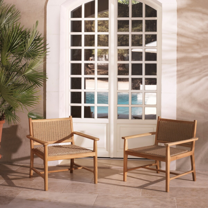   Scaun de exterior Pivetti din tec natural cu rattan artificial 117430 EICHHOLTZ [2]