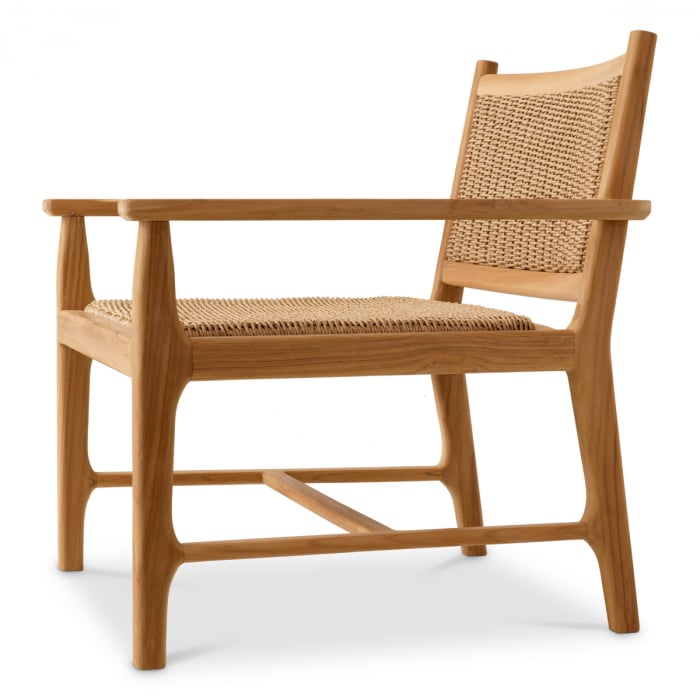   Scaun de exterior Pivetti din tec natural cu rattan artificial 117430 EICHHOLTZ [4]