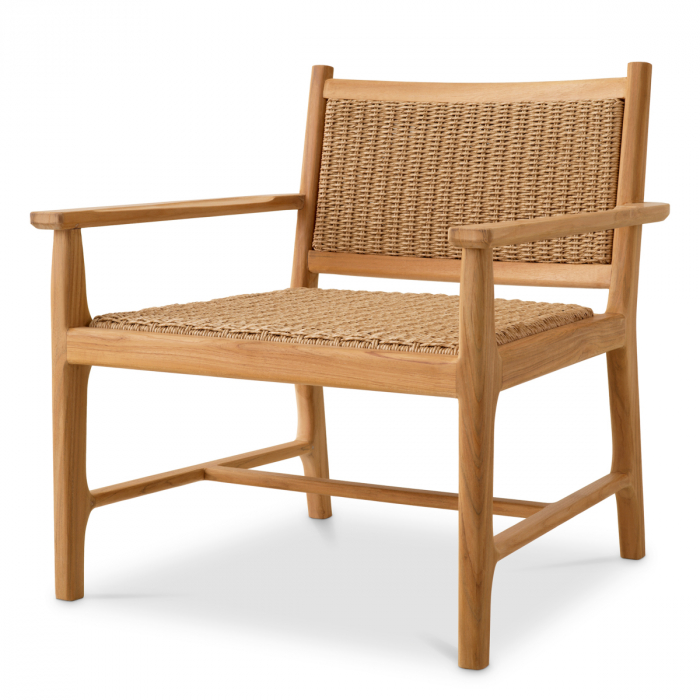   Scaun de exterior Pivetti din tec natural cu rattan artificial 117430 EICHHOLTZ [1]