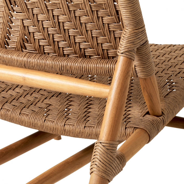   Scaun de exterior și taburet Laroc din tec natural cu rattan artificial 117381 EICHHOLTZ [8]