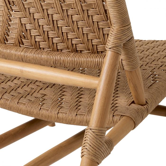   Scaun de exterior și taburet Laroc din tec natural cu rattan artificial 117381 EICHHOLTZ [9]