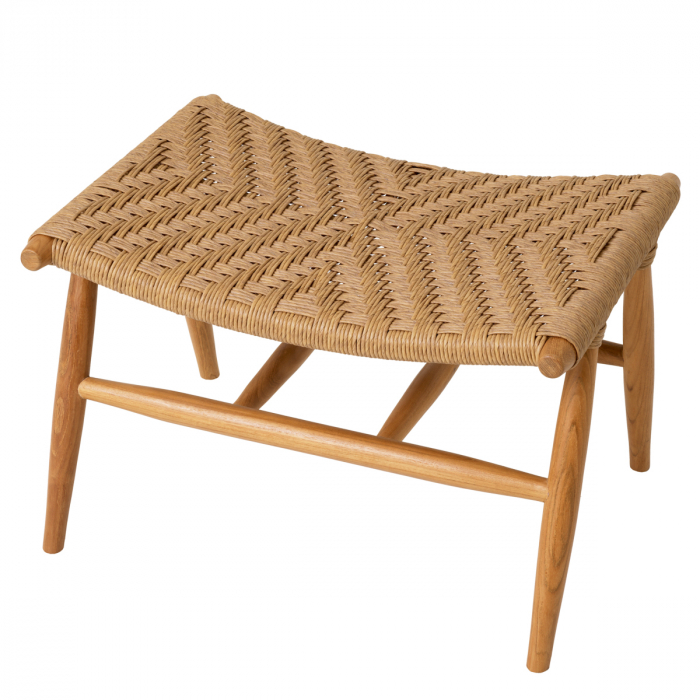   Scaun de exterior și taburet Laroc din tec natural cu rattan artificial 117381 EICHHOLTZ [6]