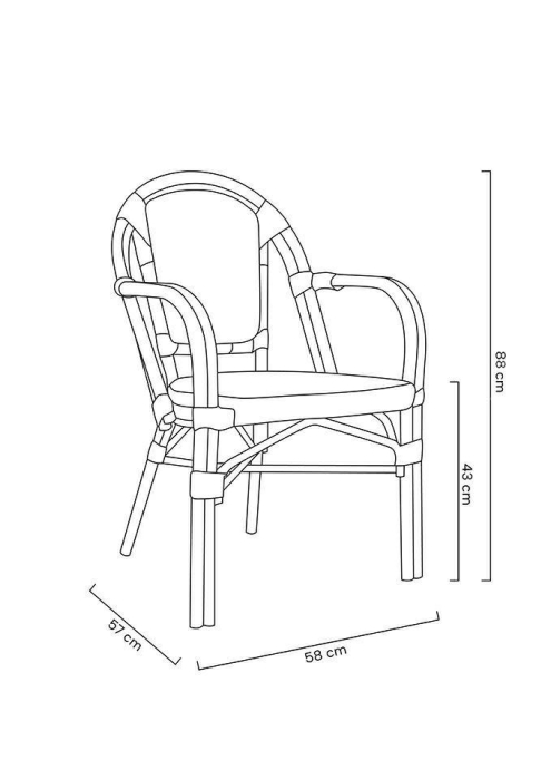 Scaun de Grădină Cafe Paris Arm 57x57x88 cm, Maro - King Home [15]