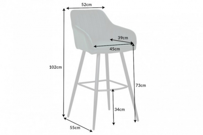 Scaun design bar Ebba catifea gri/galben mustar/verde, picioare metal, 102 cm [13]
