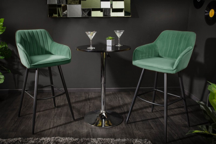Scaun design bar Ebba catifea gri/galben mustar/verde, picioare metal, 102 cm [9]