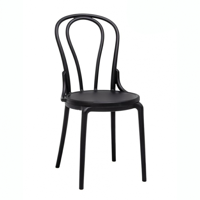 Scaun design clasic Mirka cu spatar rotund, alb/negru, polipropilena, 8320.WHITE - King [11]