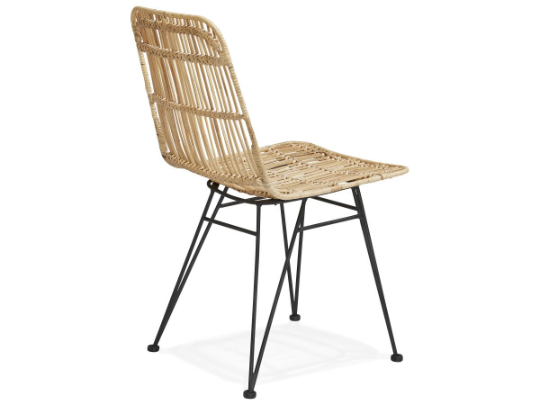 Scaun design gradina Tobby din ratan natur / picioare negre metal, CH02700NABL - Kokoon [9]