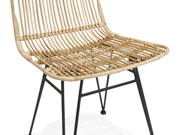 Scaun design gradina Tobby din ratan natur / picioare negre metal, CH02700NABL - Kokoon [5]