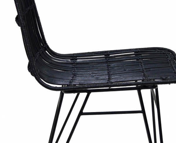 Scaun design gradina Tobby din ratan negru / picioare negre metal, CH02840BLBL - Kokoon [6]