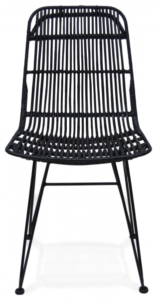 Scaun design gradina Tobby din ratan negru / picioare negre metal, CH02840BLBL - Kokoon [2]