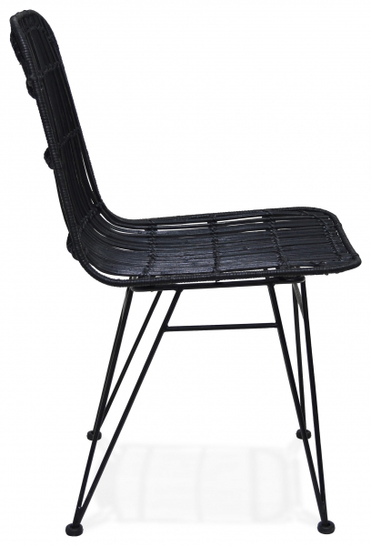 Scaun design gradina Tobby din ratan negru / picioare negre metal, CH02840BLBL - Kokoon [3]