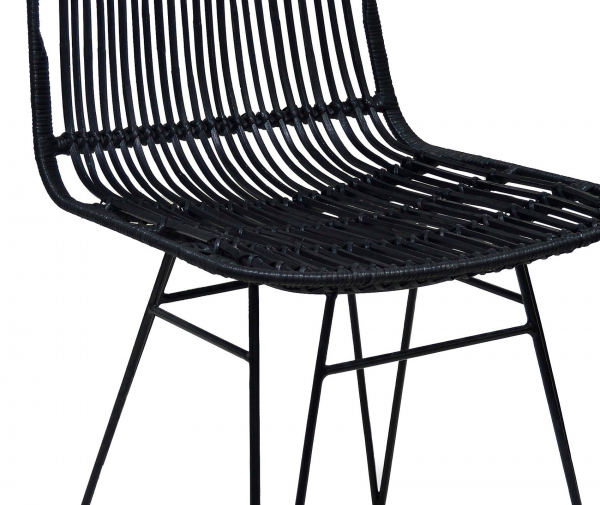 Scaun design gradina Tobby din ratan negru / picioare negre metal, CH02840BLBL - Kokoon [4]