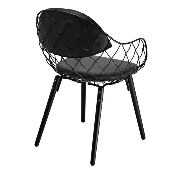Scaun design Hera negru, modern, metal/piele ecologica premium/lemn masiv, 180-DMT.BLACK - King [2]