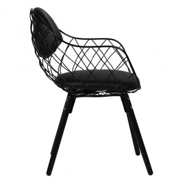 Scaun design Hera negru, modern, metal/piele ecologica premium/lemn masiv, 180-DMT.BLACK - King [3]