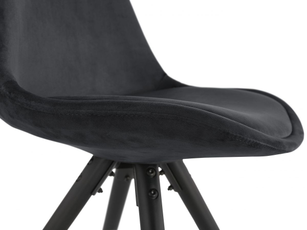 Scaun design living catifea neagra Macias picioare negre lemn, CH03040BLBL - Kokoon [3]