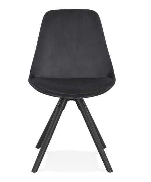 Scaun design living catifea neagra Macias picioare negre lemn, CH03040BLBL - Kokoon [2]