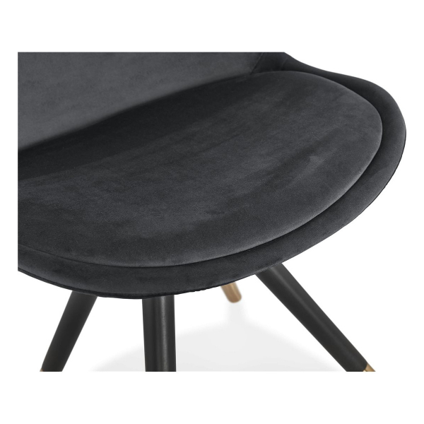 Scaun design living catifea neagra Petty Premium picioare negre / auriu, CH02980BLBL - Kokoon [2]
