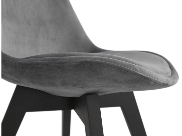 Scaun design living Ritter catifea gri, picioare negre lemn, CH03070GRBL - Kokoon [4]