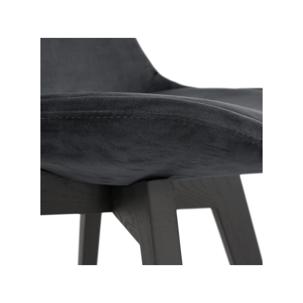 Scaun design living Ritter catifea neagra, picioare negre lemn, CH03080BLBL - Kokoon [4]