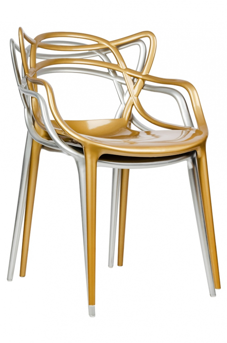 Scaun design lux Hinte Premium argintiu/auriu, ABS, 173-APP1.SILVER - King [12]