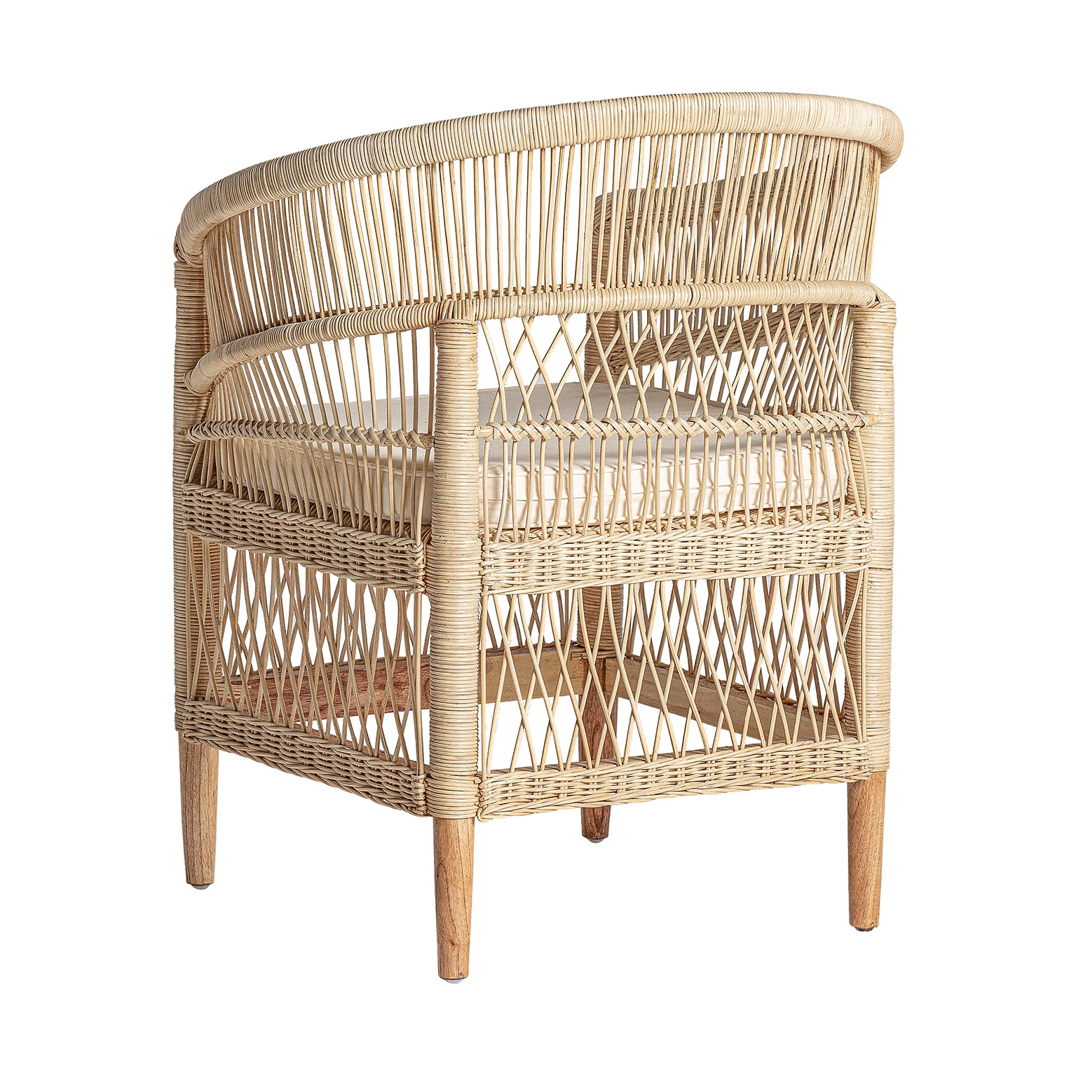 Scaun din Ratan, Lemn de Mindi si Bumbac, Maro, 68x62x82 cm - VicalHome 28293 [19]