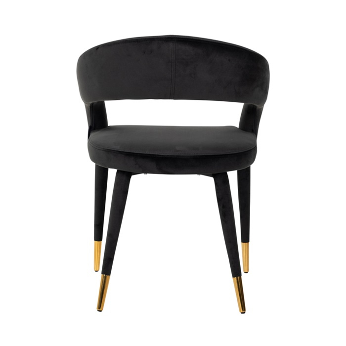 Scaun dining catifea antracit/bej  Gelli, picioare lemn si otel inoxidabil, S4534 KHAKI VELVET - Richmond Interiors [10]