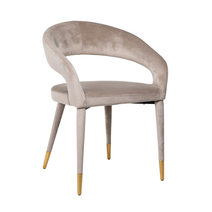 Scaun dining catifea antracit/bej  Gelli, picioare lemn si otel inoxidabil, S4534 KHAKI VELVET - Richmond Interiors [1]