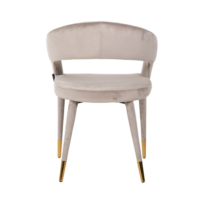 Scaun dining catifea antracit/bej  Gelli, picioare lemn si otel inoxidabil, S4534 KHAKI VELVET - Richmond Interiors [4]