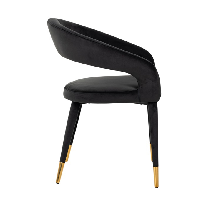 Scaun dining catifea antracit/bej  Gelli, picioare lemn si otel inoxidabil, S4534 KHAKI VELVET - Richmond Interiors [11]