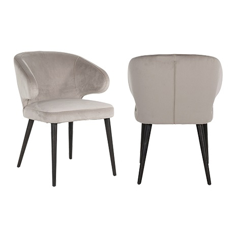 Scaun dining catifea bej/gri premium Luis, picioare lemn negru, S4497 STONE VELVET - Richmond Interiors [7]