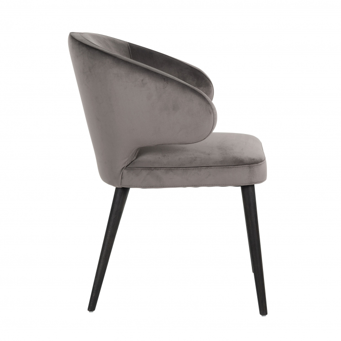 Scaun dining catifea bej/gri premium Luis, picioare lemn negru, S4497 STONE VELVET - Richmond Interiors [4]