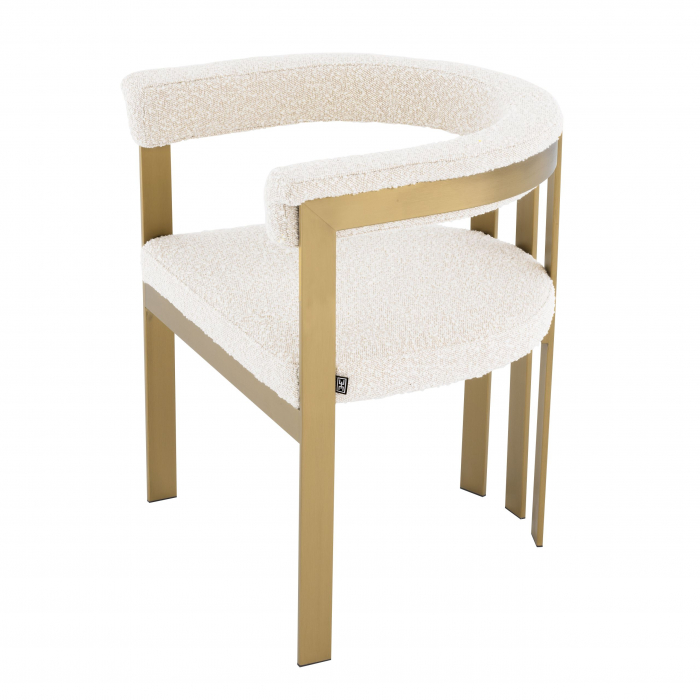   Scaun de dining Clubhouse finisaj din alamă periată bouclé crem 113987 EICHHOLTZ [2]