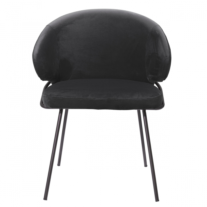 Scaun dining lux Kinley cu spatar rotund catifea bej/negru, picioare bronz otel | Eichholtz - 115877 [2]