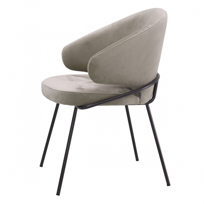 Scaun dining lux Kinley cu spatar rotund catifea bej/negru, picioare bronz otel | Eichholtz - 115877 [9]