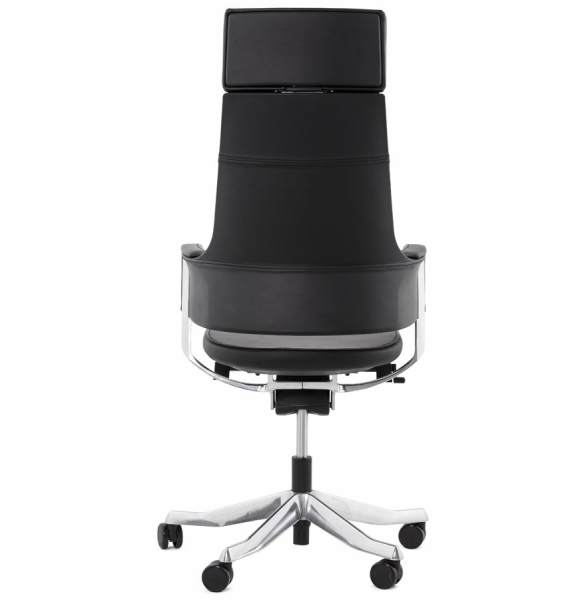 Scaun directorial negru Kennedy lux tapiterie piele naturala / baza aluminiu, OC00340BL - Kokoon [5]