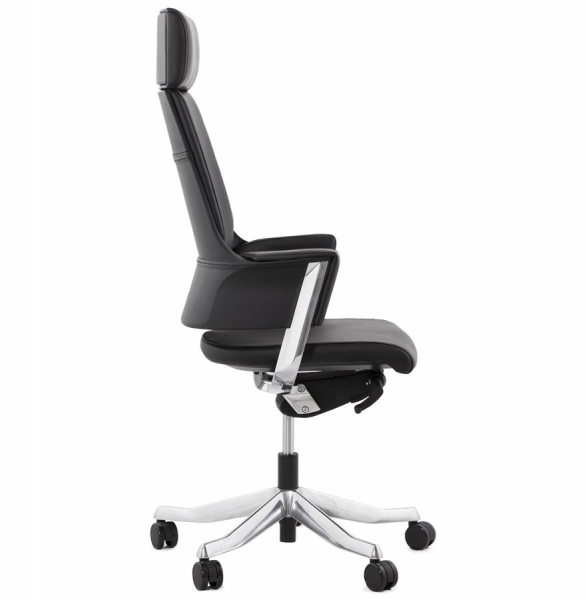 Scaun directorial negru Kennedy lux tapiterie piele naturala / baza aluminiu, OC00340BL - Kokoon [3]