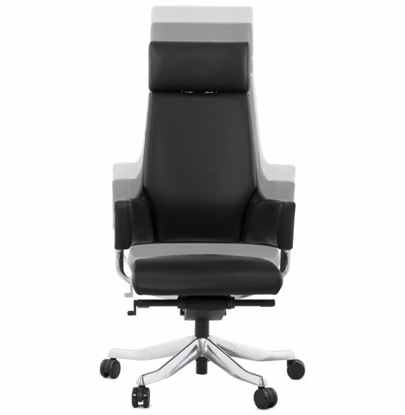Scaun directorial negru Kennedy lux tapiterie piele naturala / baza aluminiu, OC00340BL - Kokoon [7]