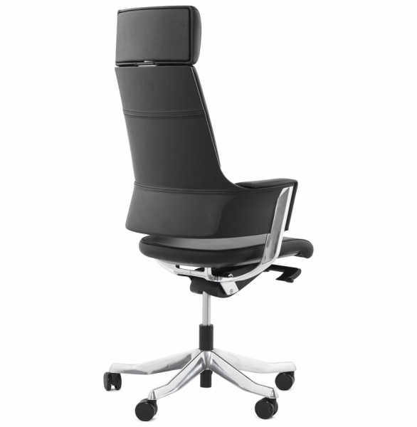 Scaun directorial negru Kennedy lux tapiterie piele naturala / baza aluminiu, OC00340BL - Kokoon [4]