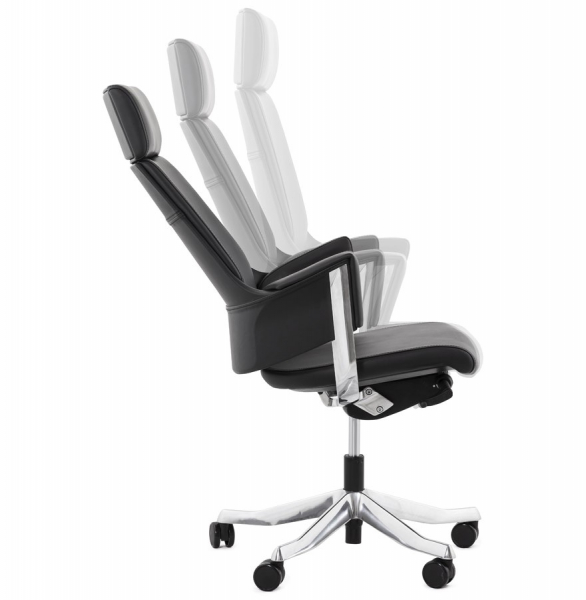 Scaun directorial negru Kennedy lux tapiterie piele naturala / baza aluminiu, OC00340BL - Kokoon [8]