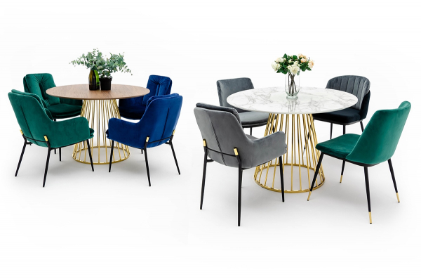Scaun elegant design living Muriel, diverse culori, velur/picioare negre cu capete aurii, KH1201100122.DKGREY - King [10]
