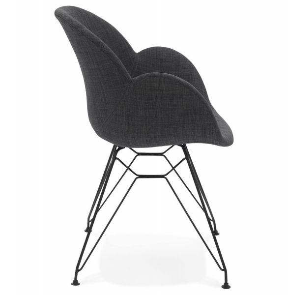 Scaun modern gri tapitat Equium Premium cu brate, picioare otel crom, AC01490DG - Kokoon [3]