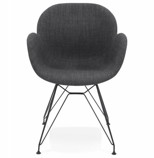 Scaun modern gri tapitat Equium Premium cu brate, picioare otel crom, AC01490DG - Kokoon [2]