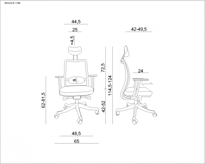 Scaun ergonomic birou sezut material textil diverse culori Anggun, inaltime reglabila, tetiera si cotiere ajustabile, 1199-B-SM01-BL418 - Unique [3]