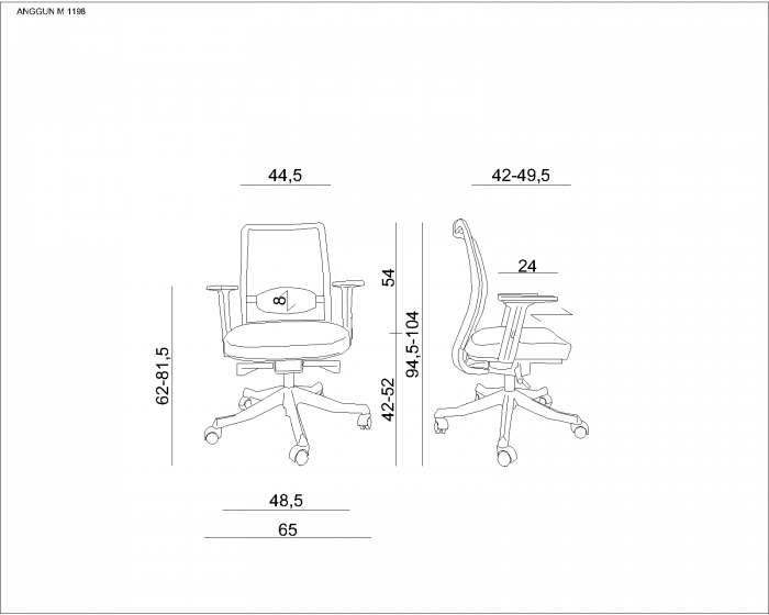 Scaun ergonomic birou tapiterie material textil Anggun M, inaltime reglabila, cotiere ajustabile, 1198-B-SM01-BL418 - Unique [5]