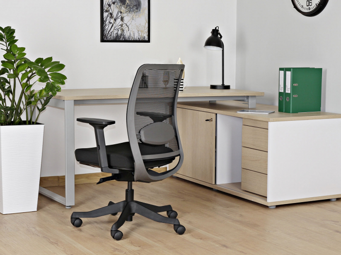 Scaun ergonomic birou tapiterie material textil Anggun M, inaltime reglabila, cotiere ajustabile, 1198-B-SM01-BL418 - Unique [4]