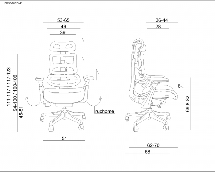 Scaun ergonomic negru Ergothrone, tapitat cu plasa, inaltime, adancime, cotiere si tetiera ajustabile, CM-B37A-3 - Unique [3]