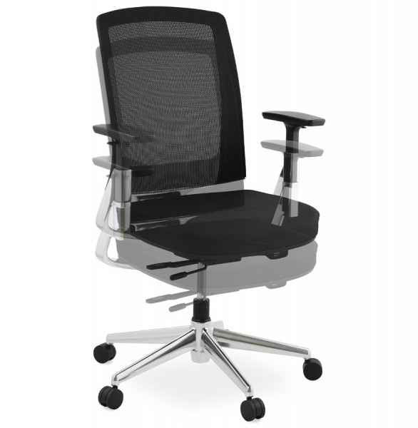 Scaun birou ergonomic negru Tepper premium, spatar mesh, baza rotativa aluminiu, OC00410BL - Kokoon [6]